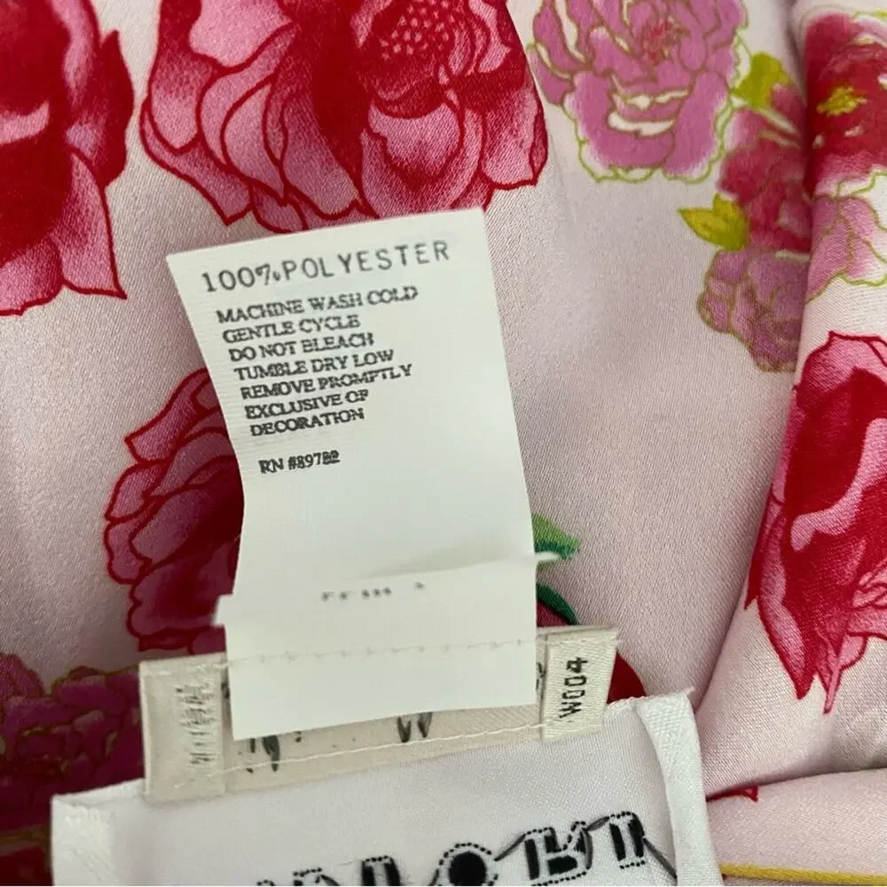 Natori Neiman Marcus Vintage Cabbage Rose Pink Robe size XS - Picture 9 of 9